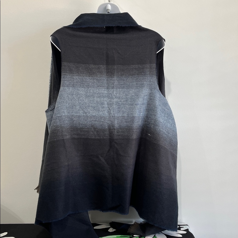 100% Ace Fashion Acrylic Elegant Blues and Browns Open Scarf Vest, One Size